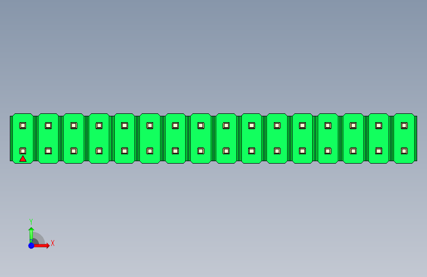 彩色公头100mil(2.54mm)系列-DS1021_green_2x16p_100mil_Type5_rev1.0 正面视图