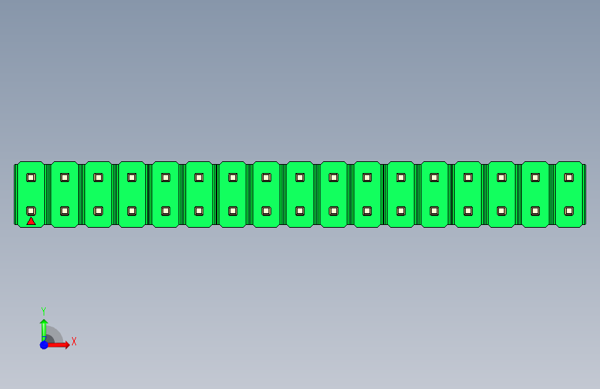 彩色公头100mil(2.54mm)系列-DS1021_green_2x17p_100mil_Type1_rev1.0 正面视图