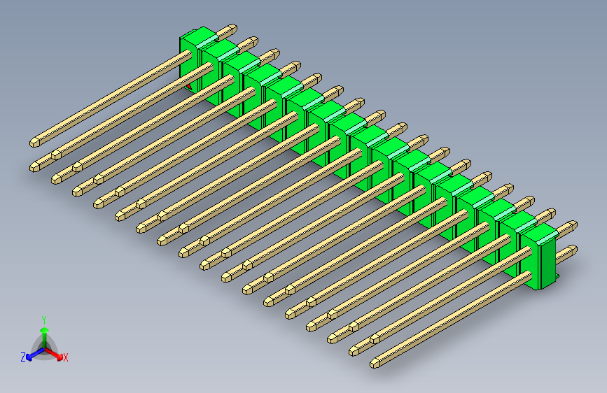 彩色公头100mil(2.54mm)系列-DS1021_green_2x17p_100mil_Type19_rev1.0