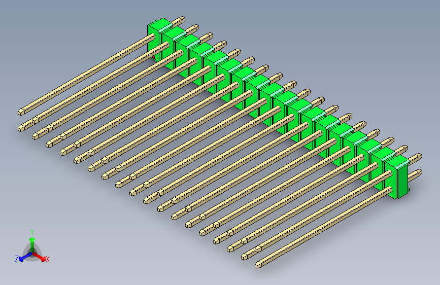 彩色公头100mil(2.54mm)系列-DS1021_green_2x18p_100mil_Type43_rev1.0