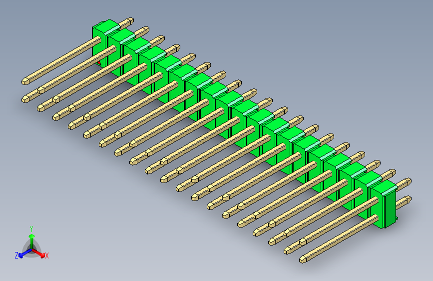 彩色公头100mil(2.54mm)系列-DS1021_green_2x19p_100mil_Type5_rev1.0