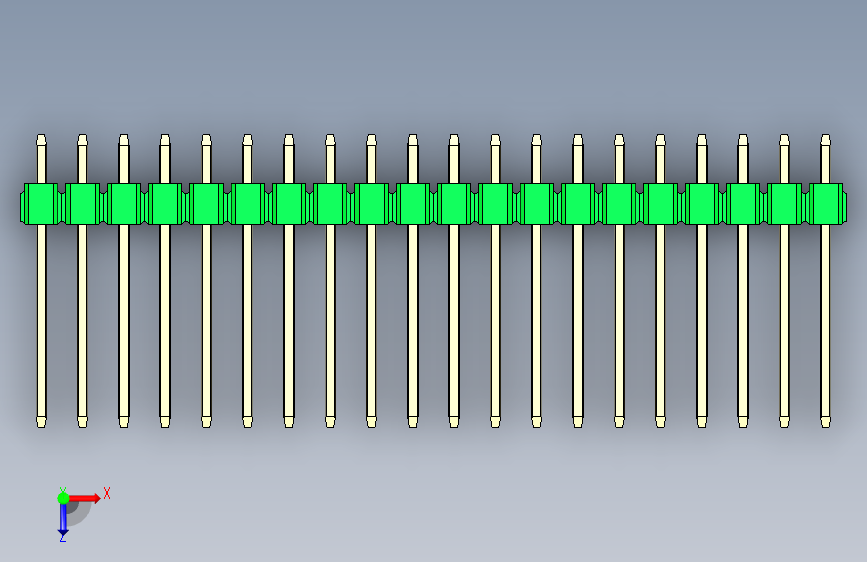 彩色公头100mil(2.54mm)系列-DS1021_green_2x20p_100mil_Type5_rev1.0 俯视图