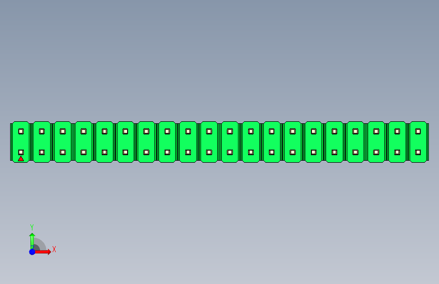 彩色公头100mil(2.54mm)系列-DS1021_green_2x20p_100mil_Type5_rev1.0 正面视图