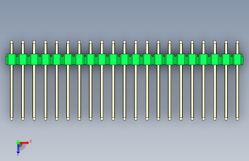 彩色公头100mil(2.54mm)系列-DS1021_green_2x21p_100mil_Type5_rev1.0 俯视图