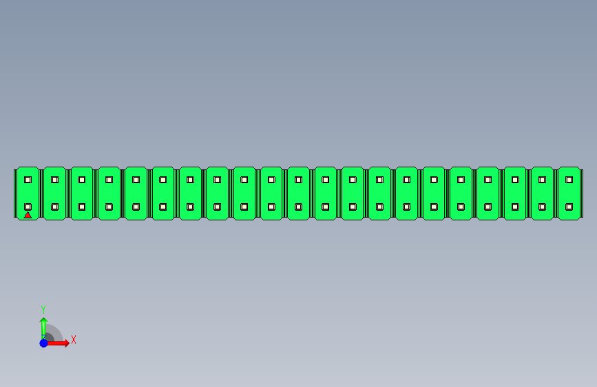 彩色公头100mil(2.54mm)系列-DS1021_green_2x21p_100mil_Type5_rev1.0 正面视图