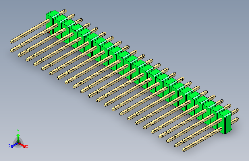 彩色公头100mil(2.54mm)系列-DS1021_green_2x23p_100mil_Type5_rev1.0