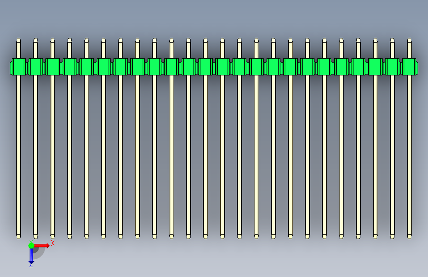 彩色公头100mil(2.54mm)系列-DS1021_green_2x24p_100mil_Type43_rev1.0 俯视图