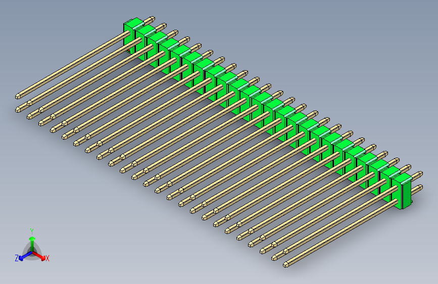 彩色公头100mil(2.54mm)系列-DS1021_green_2x24p_100mil_Type43_rev1.0 主视图