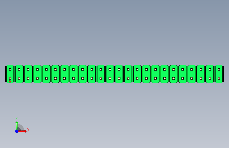 彩色公头100mil(2.54mm)系列-DS1021_green_2x24p_100mil_Type43_rev1.0 正面视图