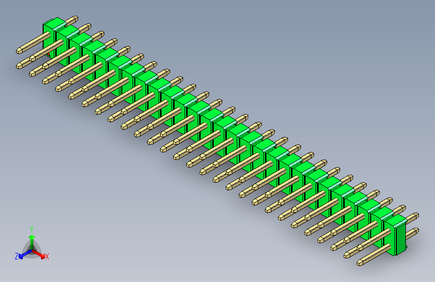 彩色公头100mil(2.54mm)系列-DS1021_green_2x27p_100mil_Type1_rev1.0