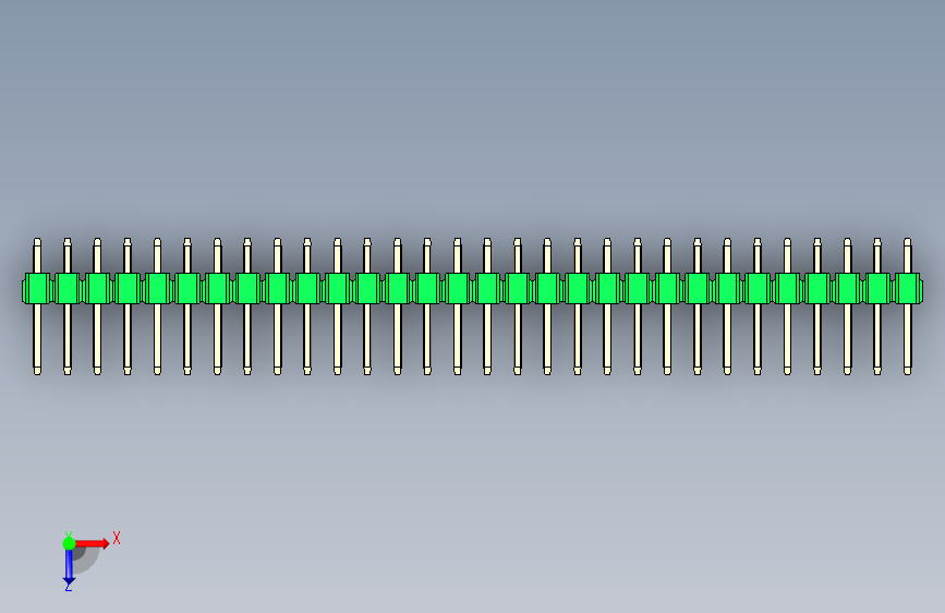 彩色公头100mil(2.54mm)系列-DS1021_green_2x30p_100mil_Type1_rev1.0 俯视图
