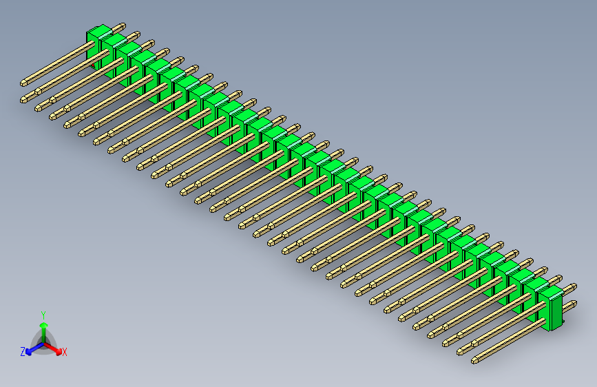 彩色公头100mil(2.54mm)系列-DS1021_green_2x32p_100mil_Type5_rev1.0
