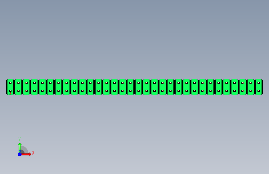 彩色公头100mil(2.54mm)系列-DS1021_green_2x32p_100mil_Type19_rev1.0 正面视图