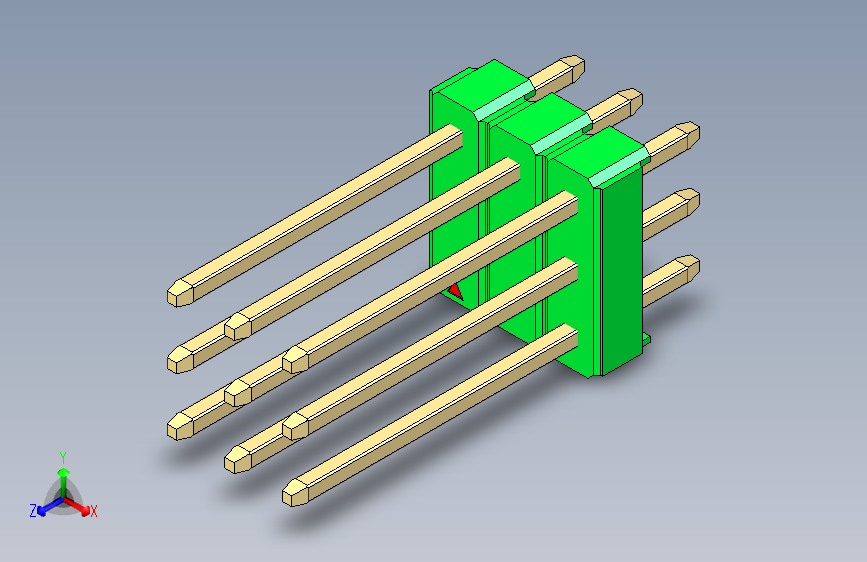 彩色公头100mil（2.54mm）系列-DS1021_green_3x03p_100mil_Type5_rev1.0