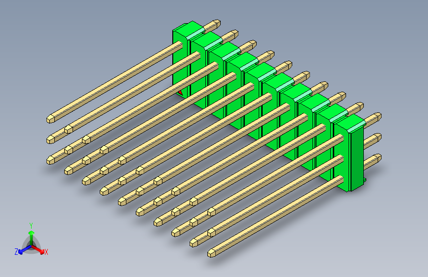 彩色公头100mil(2.54mm)系列-DS1021_green_3x10p_100mil_Type19_rev1.0