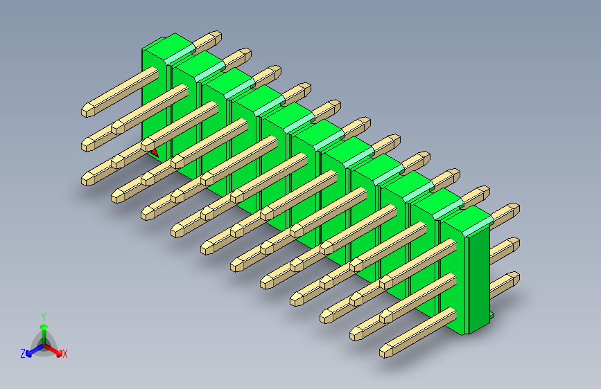彩色公头100mil（2.54mm）系列-DS1021_green_3x11p_100mil_Type1_rev1.0
