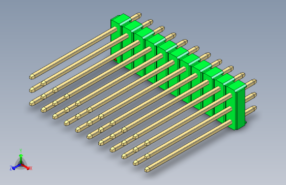 彩色公头100mil（2.54mm）系列-DS1021_green_3x11p_100mil_Type19_rev1.0