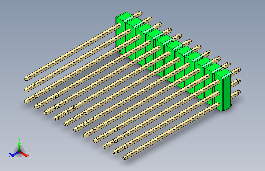 彩色公头100mil（2.54mm）系列-DS1021_green_3x11p_100mil_Type43_rev1.0