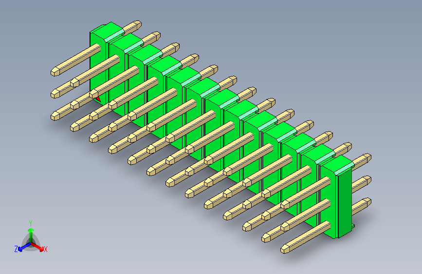 彩色公头100mil（2.54mm）系列-DS1021_green_3x13p_100mil_Type1_rev1.0