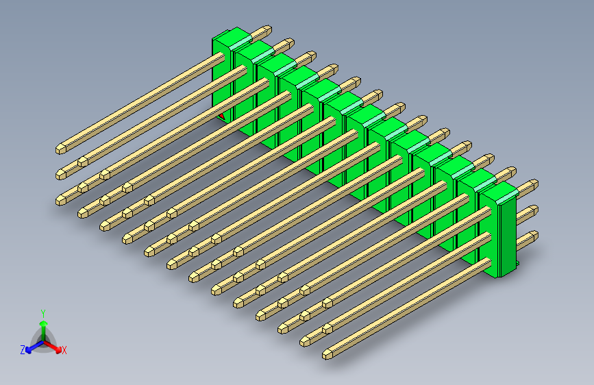彩色公头100mil（2.54mm）系列-DS1021_green_3x13p_100mil_Type19_rev1.0