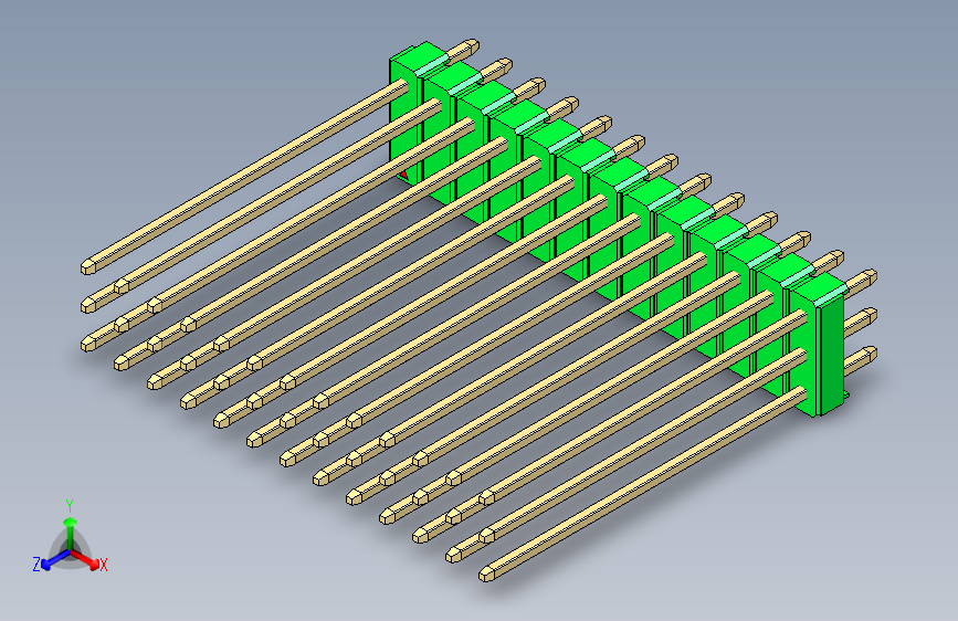 彩色公头100mil（2.54mm）系列-DS1021_green_3x13p_100mil_Type43_rev1.0