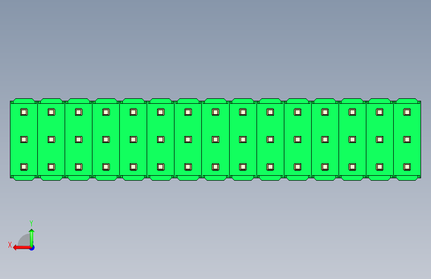 彩色公头100mil(2.54mm)系列-DS1021_green_3x15p_100mil_Type5_rev1.0 背面视图