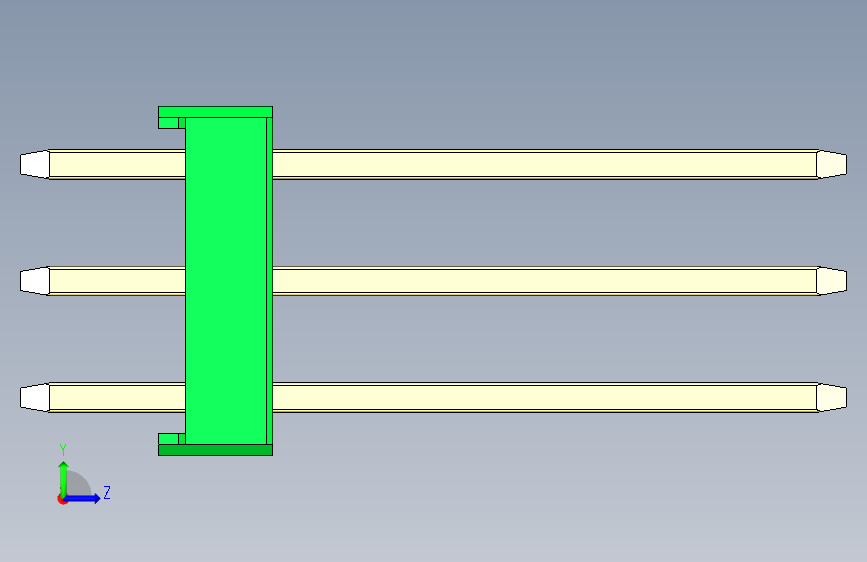 彩色公头100mil(2.54mm)系列-DS1021_green_3x15p_100mil_Type5_rev1.0 左侧视图
