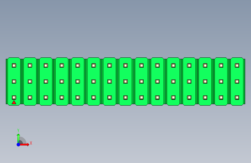 彩色公头100mil(2.54mm)系列-DS1021_green_3x15p_100mil_Type5_rev1.0 正面视图