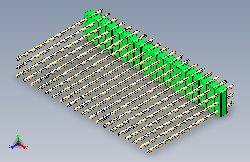 彩色公头100mil（2.54mm）系列-DS1021_green_3x19p_100mil_Type43_rev1.0