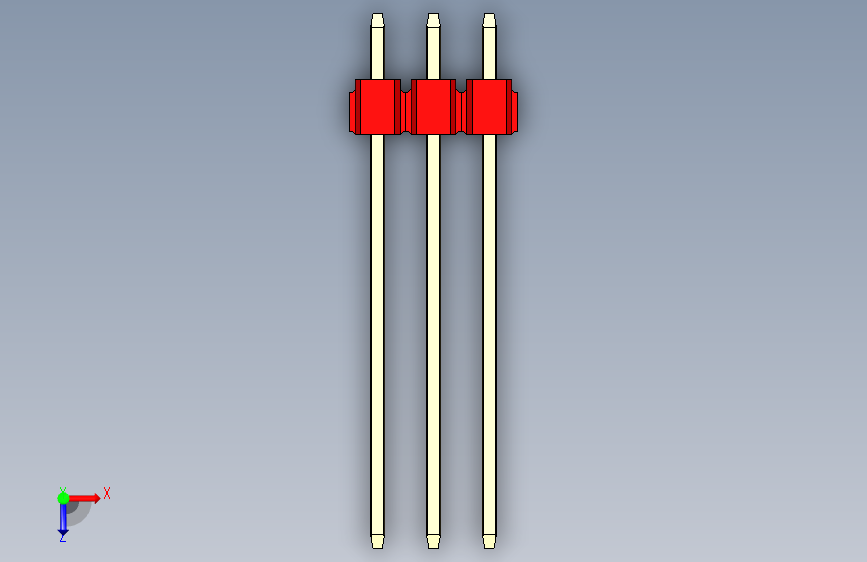 彩色公头100mil(2.54mm)系列-DS1021_red_1x03p_100mil_Type19_rev1.0 俯视图