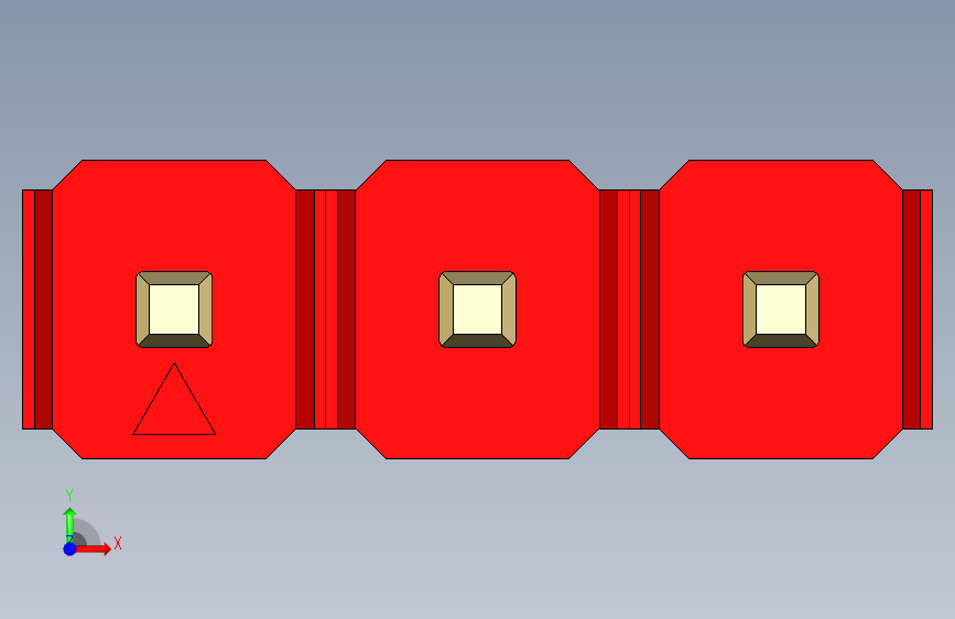 彩色公头100mil(2.54mm)系列-DS1021_red_1x03p_100mil_Type19_rev1.0 正面视图