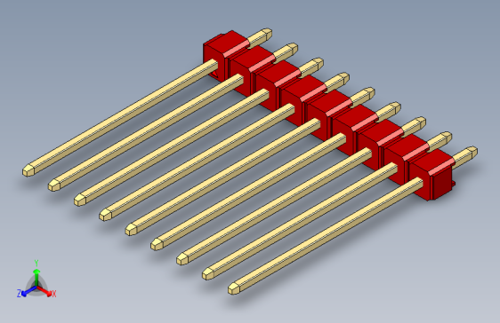 彩色公头100mil(2.54mm)系列-DS1021_red_1x09p_100mil_Type19_rev1.0