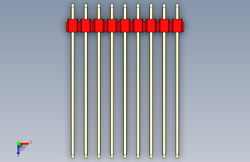 彩色公头100mil(2.54mm)系列-DS1021_red_1x09p_100mil_Type43_rev1.0 俯视图