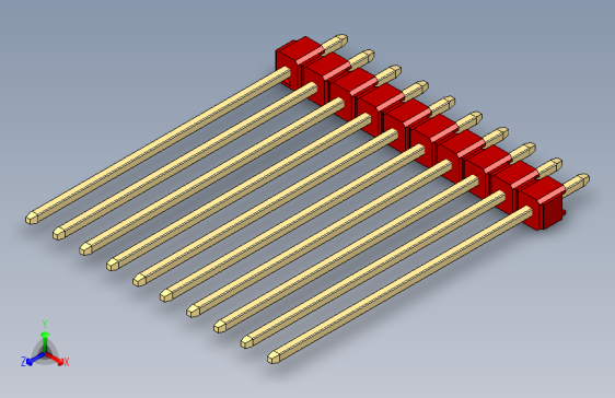 彩色公头100mil(2.54mm)系列-DS1021_red_1x10p_100mil_Type43_rev1.0
