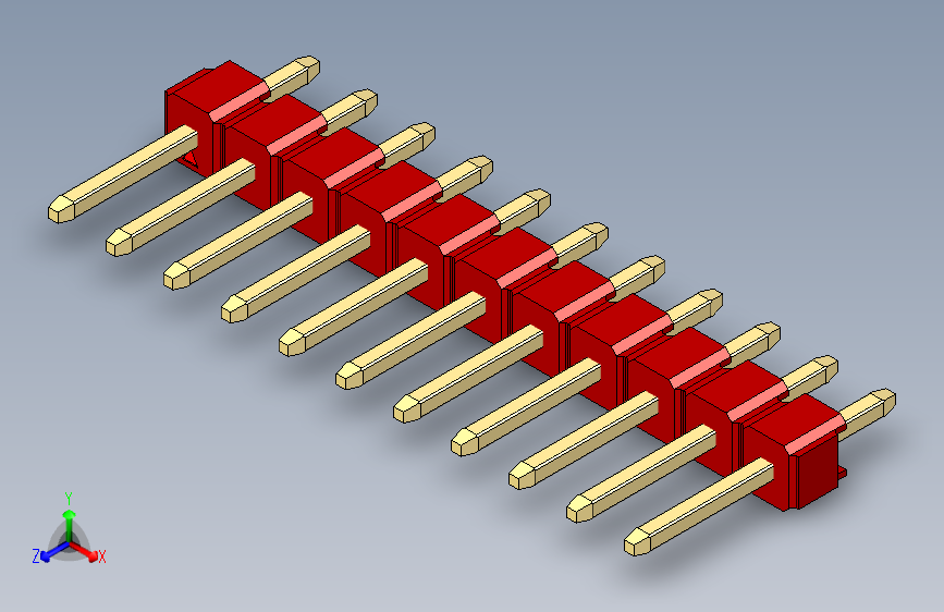 彩色公头100mil（2.54mm）系列-DS1021_red_1x11p_100mil_Type1_rev1.0