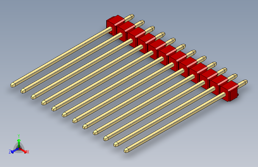 彩色公头100mil(2.54mm)系列-DS1021_red_1x12p_100mil_Type43_rev1.0