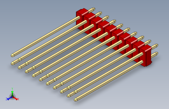 彩色公头100mil（2.54mm）系列-DS1021_red_2x10p_100mil_Type43_rev1.0