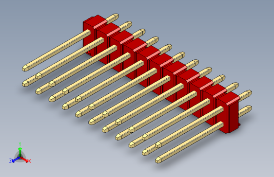 彩色公头100mil（2.54mm）系列-DS1021_red_2x11p_100mil_Type5_rev1.0