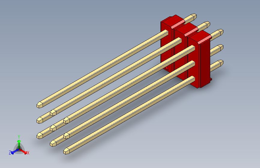 彩色公头100mil（2.54mm）系列-DS1021_red_3x03p_100mil_Type43_rev1.0
