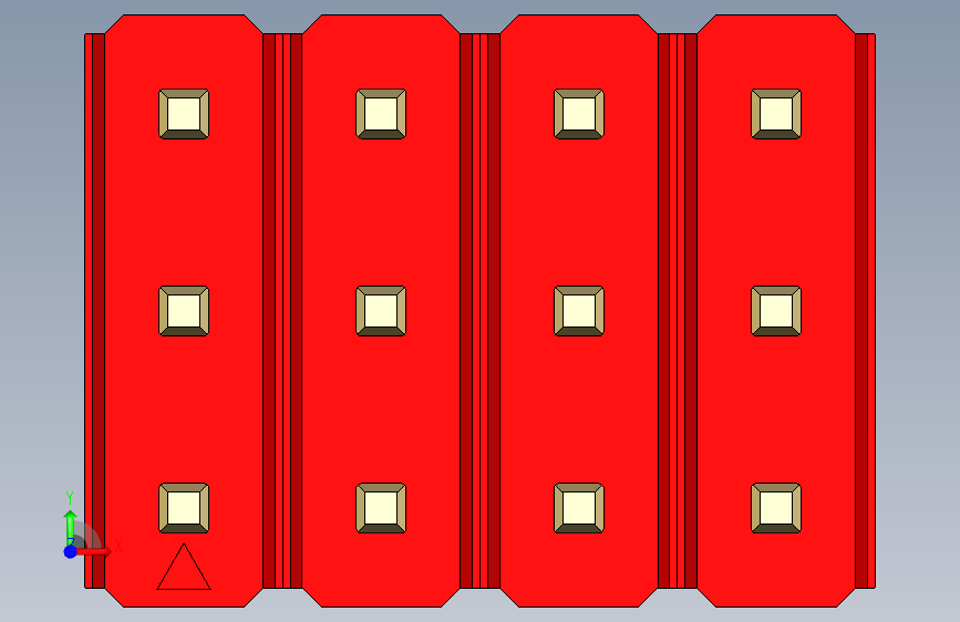 彩色公头100mil(2.54mm)系列-DS1021_red_3x04p_100mil_Type1_rev1.0 正面视图