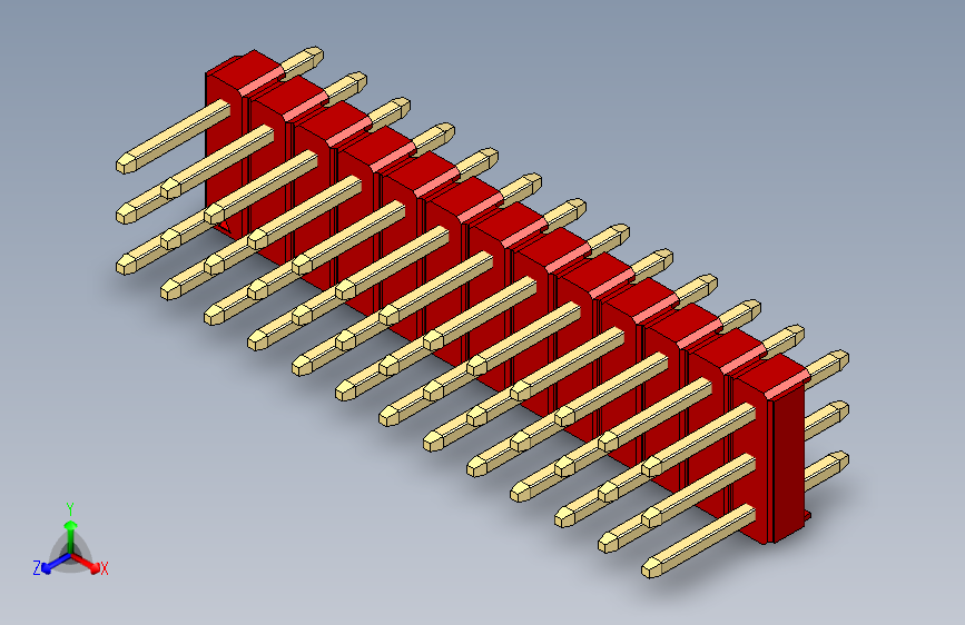 彩色公头100mil（2.54mm）系列-DS1021_red_3x13p_100mil_Type1_rev1.0