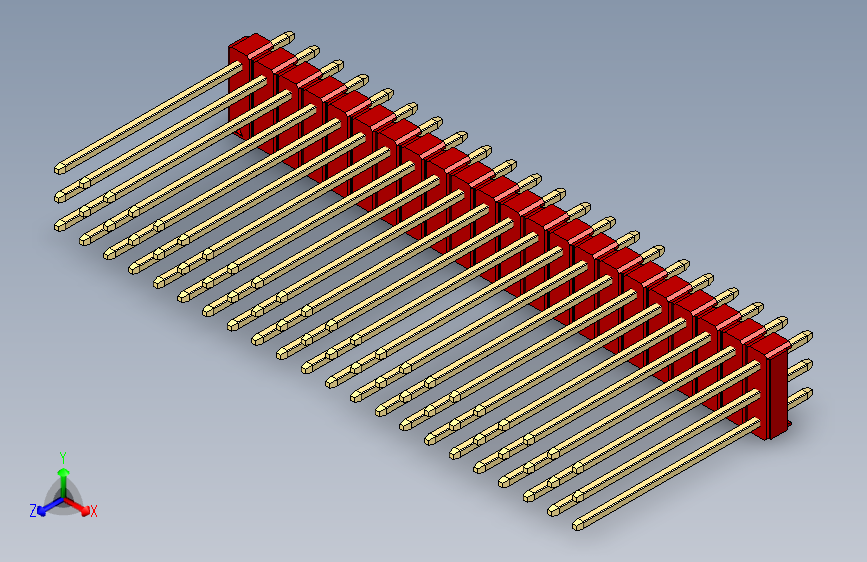 彩色公头100mil(2.54mm)系列-DS1021_red_3x22p_100mil_Type19_rev1.0