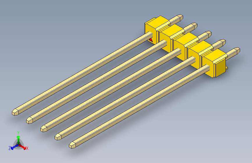彩色公头100mil（2.54mm）系列-DS1021_yellow_1x05p_100mil_Type43_rev1.0