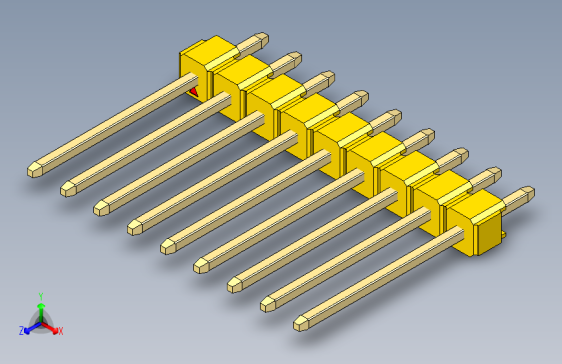 彩色公头100mil（2.54mm）系列-DS1021_yellow_1x09p_100mil_Type5_rev1.0