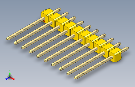 彩色公头100mil（2.54mm）系列-DS1021_yellow_1x10p_100mil_Type5_rev1.0