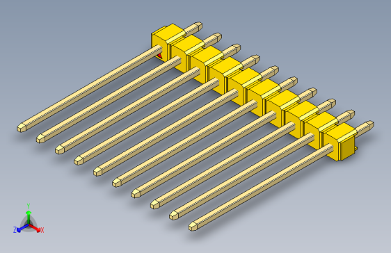 彩色公头100mil（2.54mm）系列-DS1021_yellow_1x10p_100mil_Type19_rev1.0