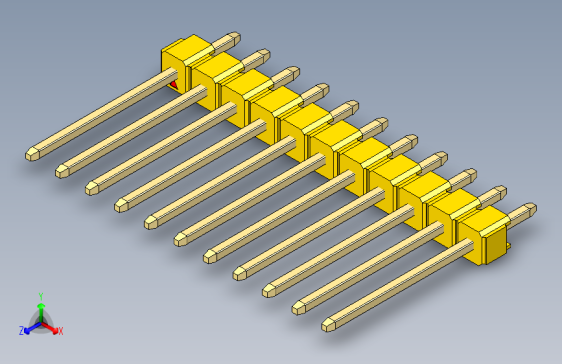 彩色公头100mil（2.54mm）系列-DS1021_yellow_1x11p_100mil_Type5_rev1.0