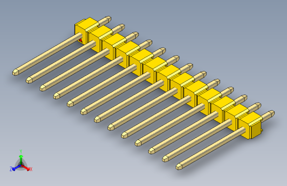 彩色公头100mil（2.54mm）系列-DS1021_yellow_1x13p_100mil_Type5_rev1.0