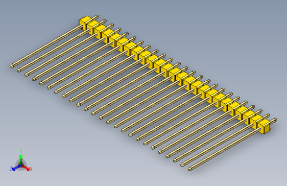 彩色公头100mil（2.54mm）系列-DS1021_yellow_1x25p_100mil_Type43_rev1.0