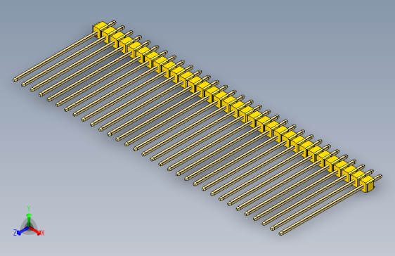 彩色公头100mil（2.54mm）系列-DS1021_yellow_1x32p_100mil_Type43_rev1.0